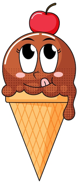 Free vector ice cream cartoon character on white background