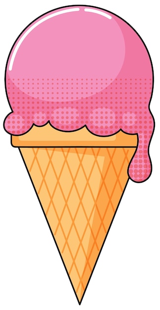 Ice cream cartoon character on white background