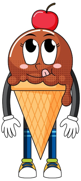 Free Vector ice cream cartoon character on white background