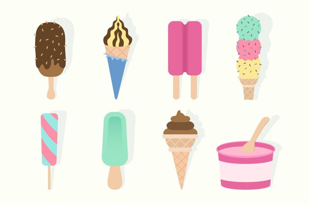 Ice cream collection flat design