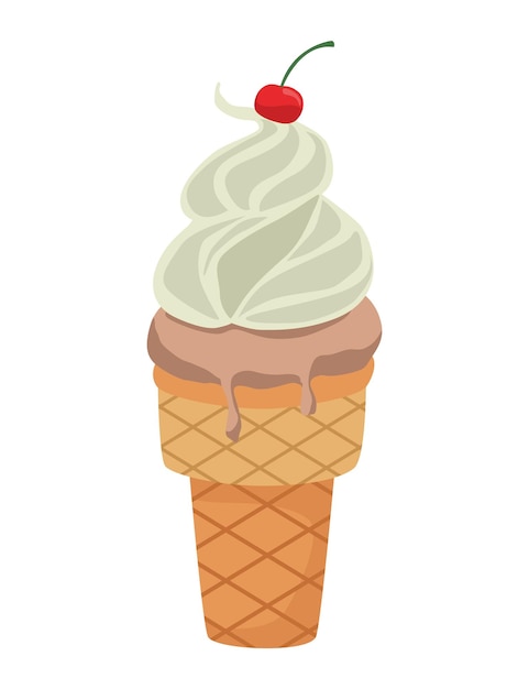 Free Vector ice cream cone with fruit icon isolated design