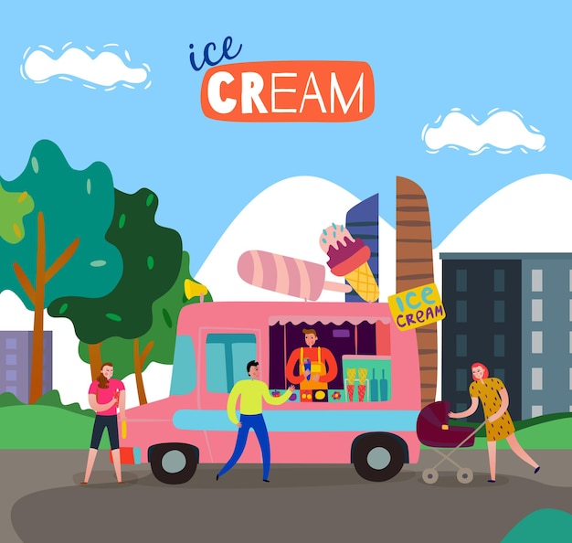 Ice cream food truck cart