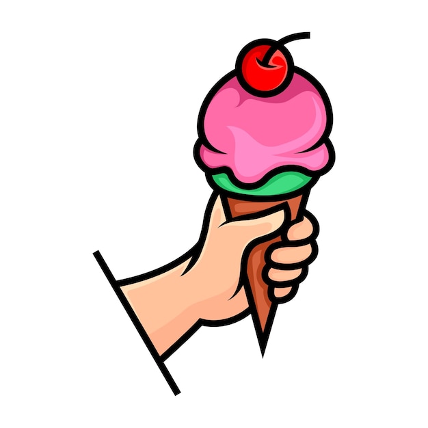 Free Vector ice cream hand logo design