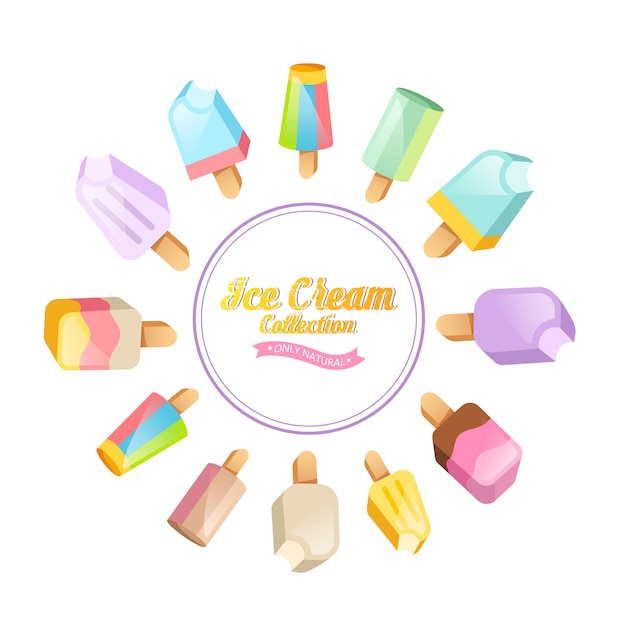 Free Vector  ice cream illustration. ice cream sundae on background. ice cream set. 