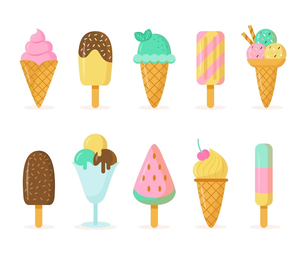 Ice cream pack flat design