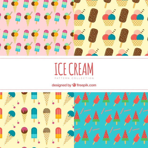 Ice cream patterns in flat design