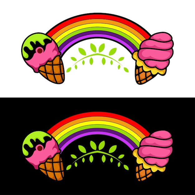 Free Vector ice cream rainbow icon logo design