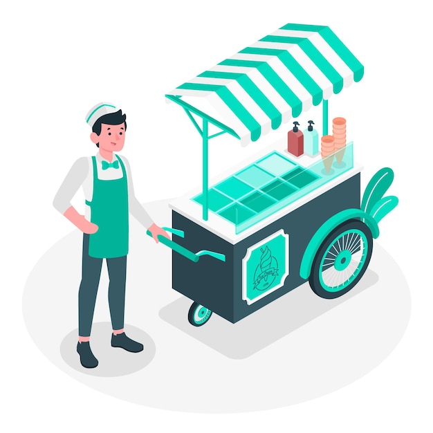 Free vector ice cream seller concept illustration