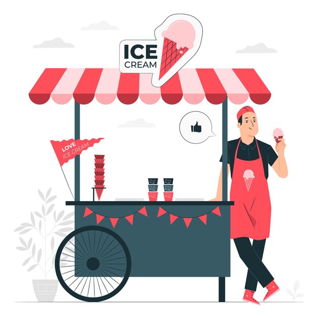 Ice cream seller concept illustration