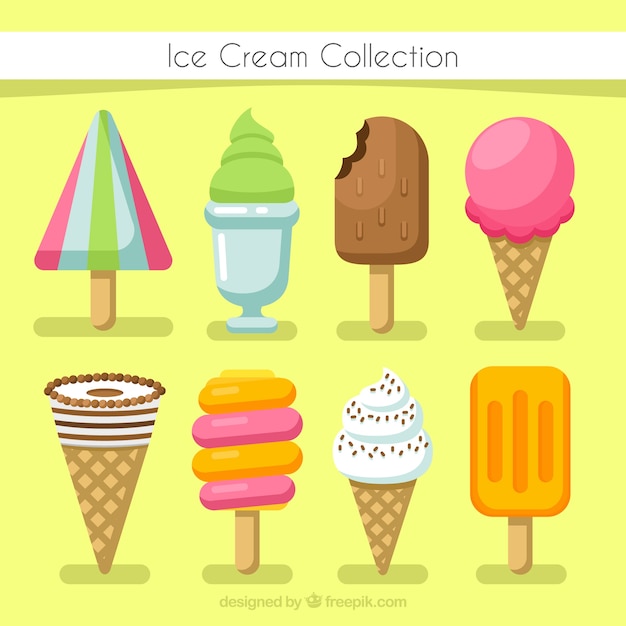 Free Vector ice cream set in flat design