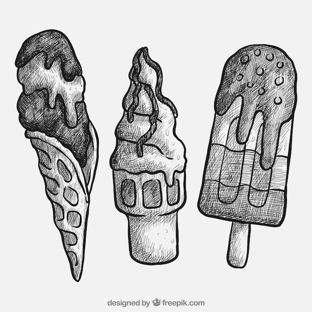 Free vector ice cream sketches