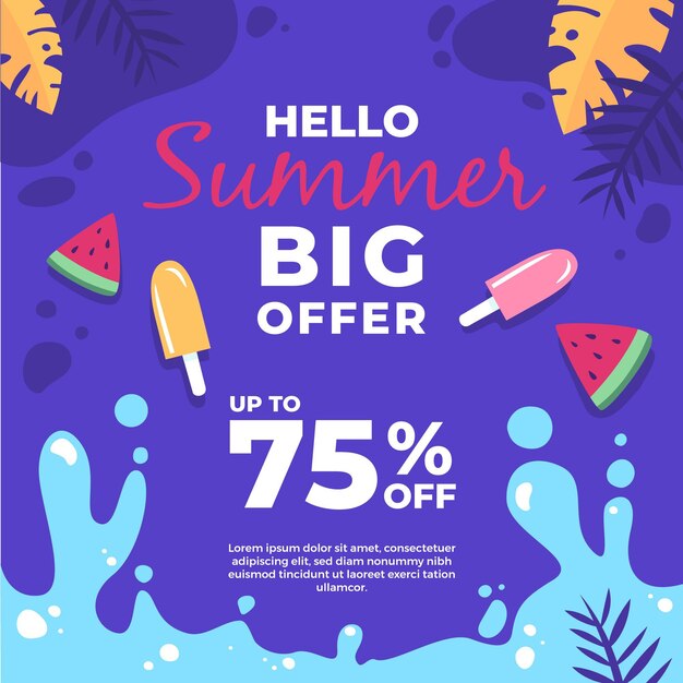 Ice cream and slices of watermelon summer sale