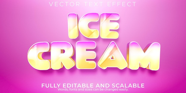 Ice cream text effect, editable soft and pink text style