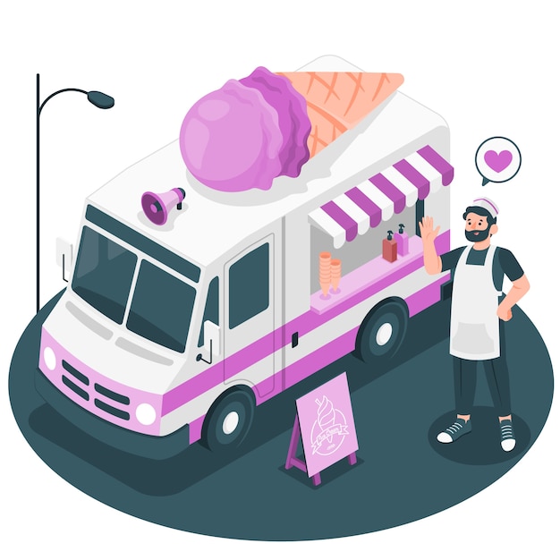 Free Vector ice cream truck concept illustration