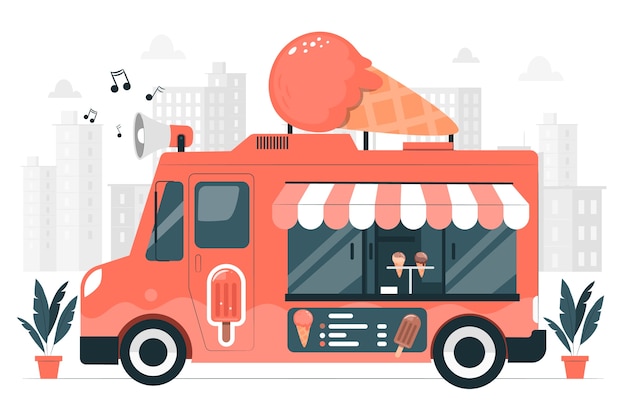 Ice cream truck concept illustration