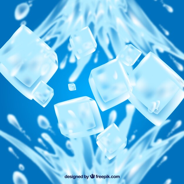 Ice cube background with water