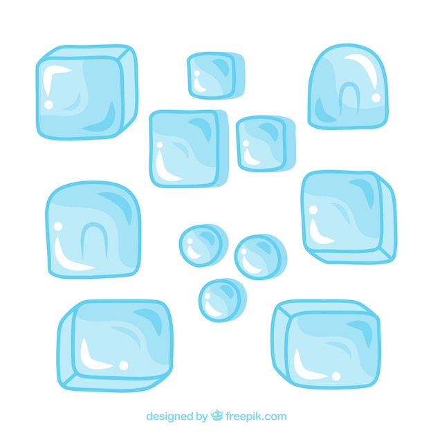 Free Vector ice cube collection with flat design