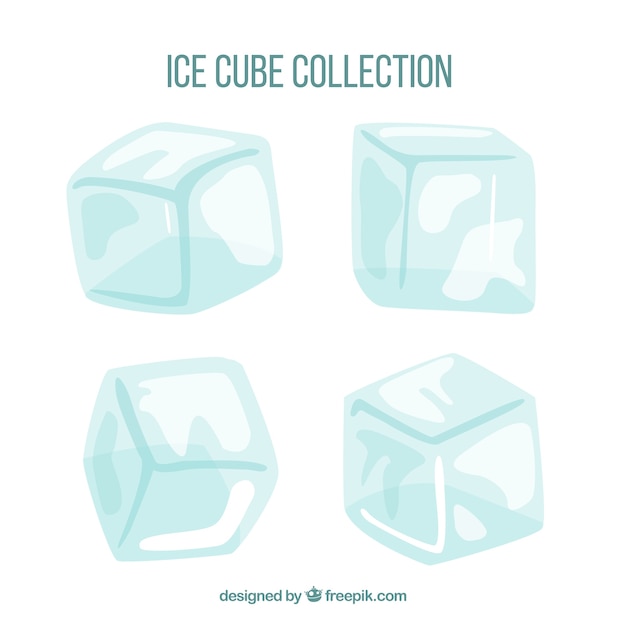 Ice cube collection with flat design