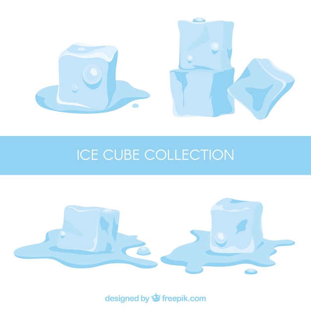 Ice cube collection with flat design