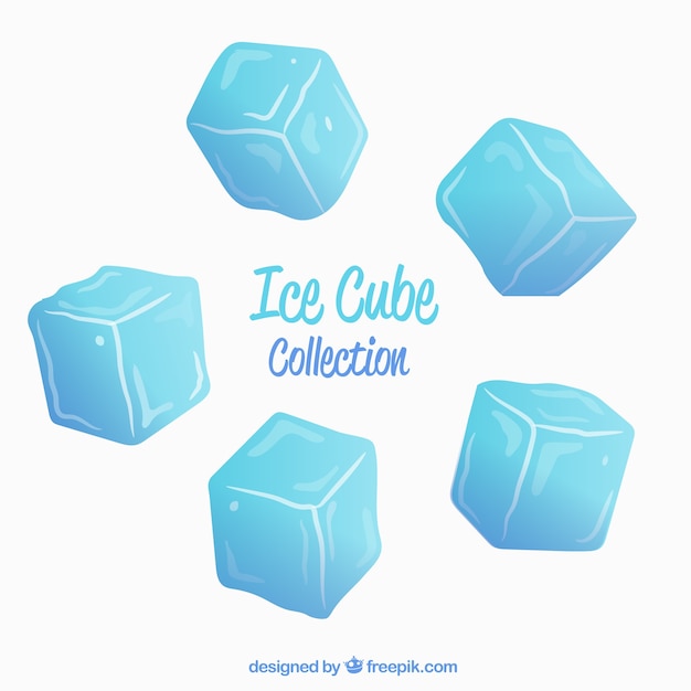 Ice cube collection with flat design