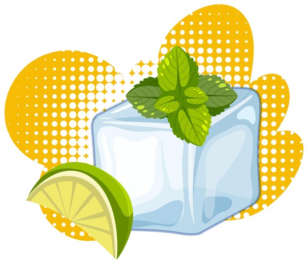 Ice cube with lime sliced and mint leaf