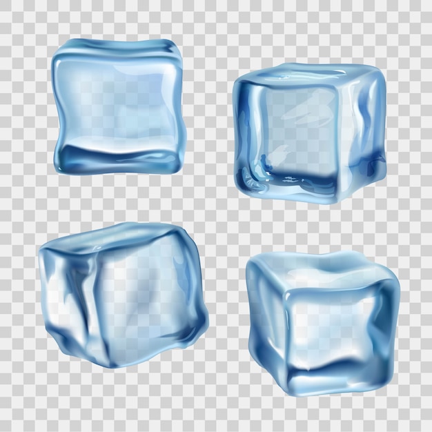 Free Vector ice cubes blue transparent