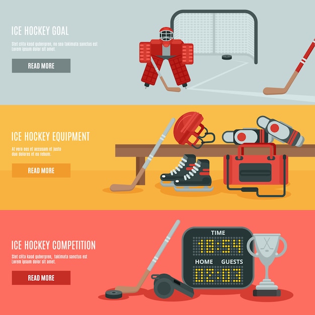 Free Vector  ice hockey banners set 