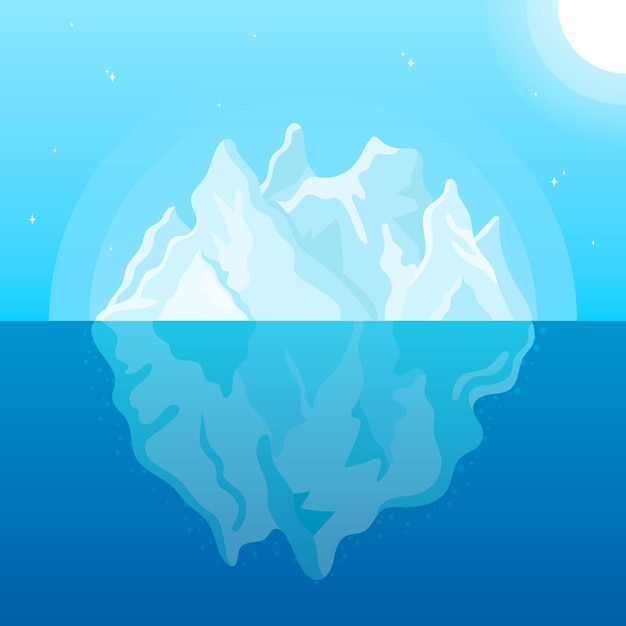 Iceberg flat design illustration with sun