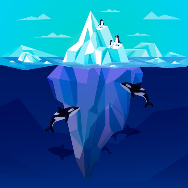 Iceberg illustration concept