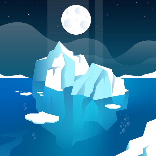 Free Vector iceberg illustration with moon