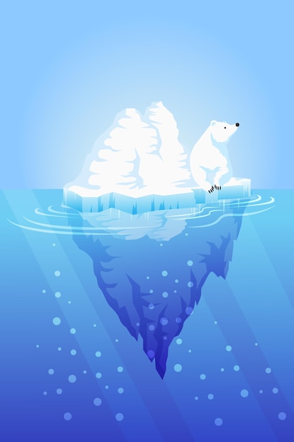 Free Vector iceberg illustration with polar bear