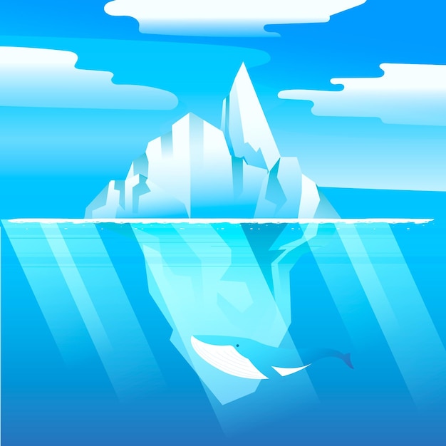 Iceberg illustration with whale