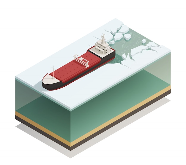 Icebreaker Ship Afloat Isometric Model