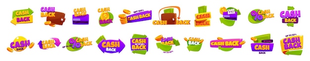 Icons of cash back offers Concept of refund money