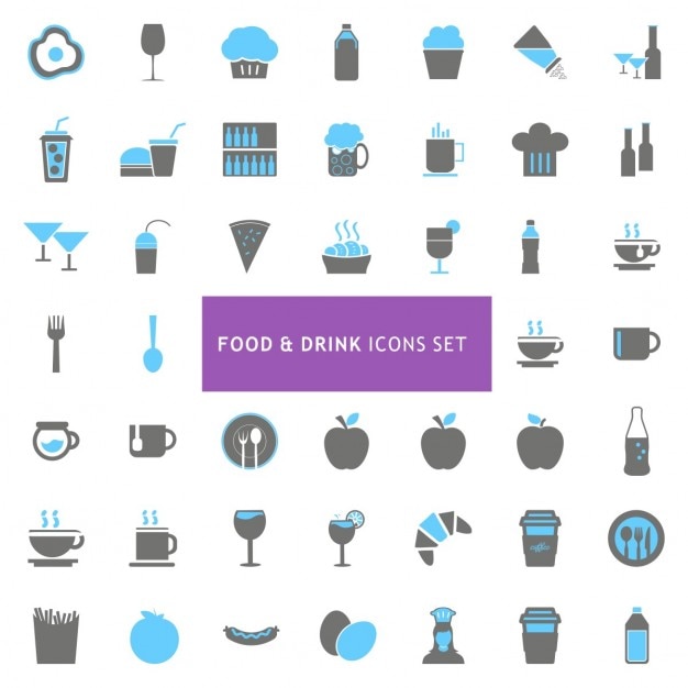 Icons set about food and drink 