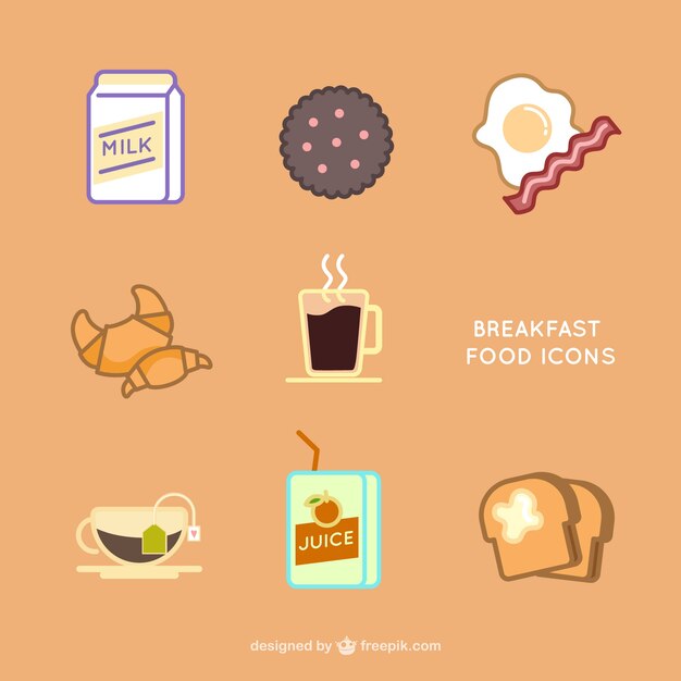 Icons set for breakfast