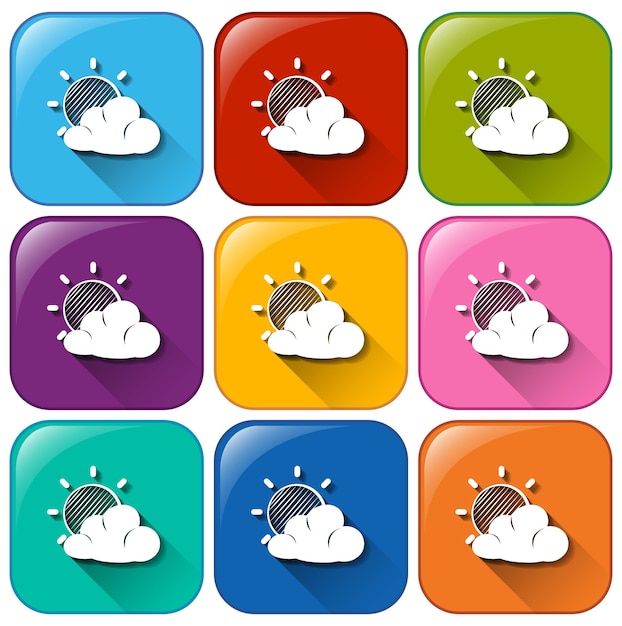 Free Vector icons showing a weather forecast