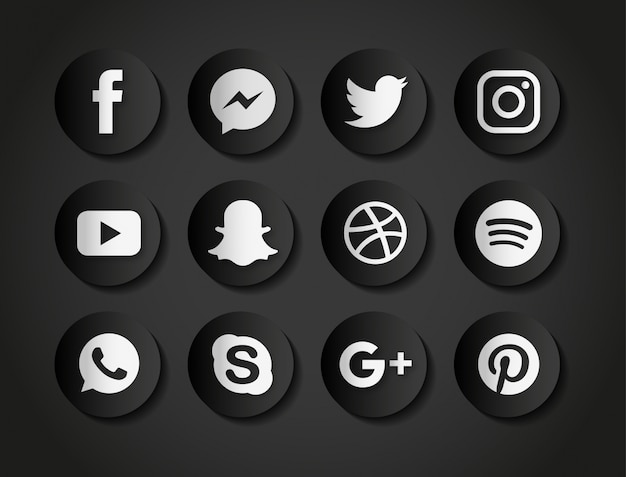 Free Vector icons for social networks on a black background