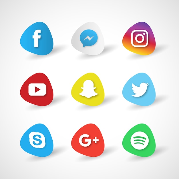 Icons for social networks on a white background