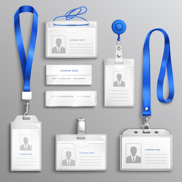 ID Card Holders Realistic Set