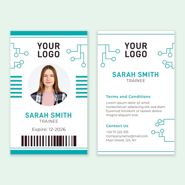 Id cards abstract template with photo