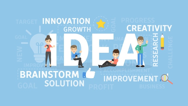 Idea concept illustration Solution and creativity brainstorm and innovation