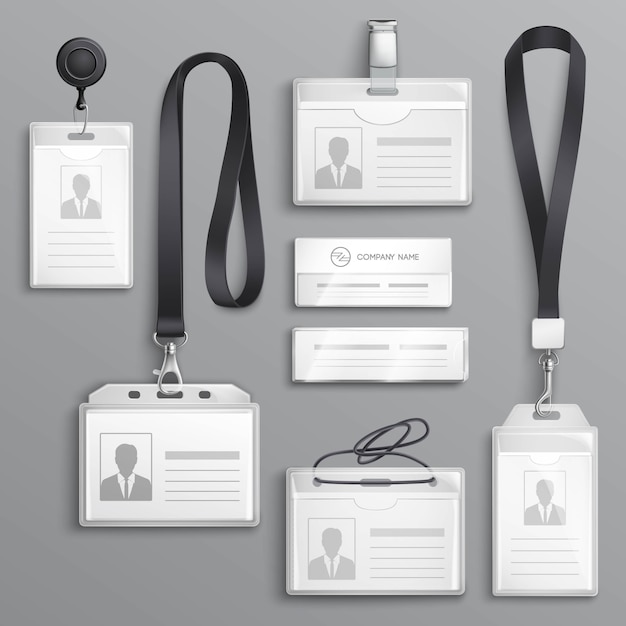 Identification Cards Badges Samples Set