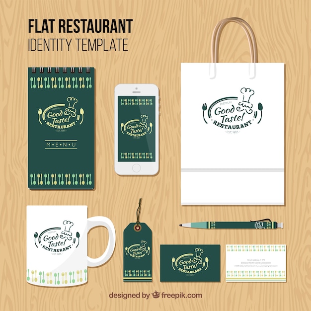 Free Vector identity corporate for green restaurant