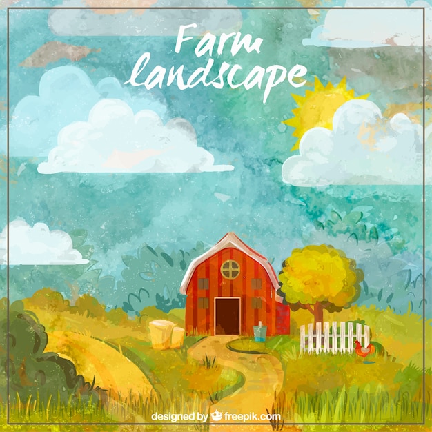 Free Vector idyllic farm landscape