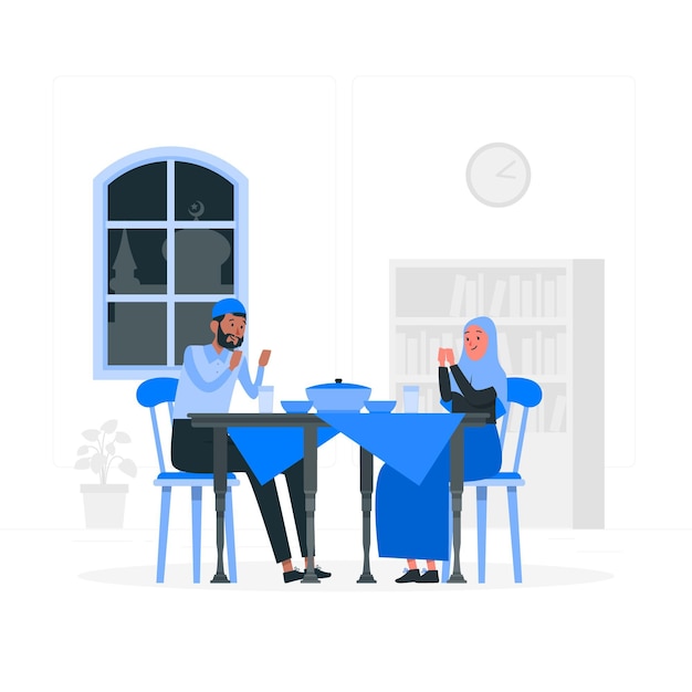 Free Vector iftar dinner concept illustration