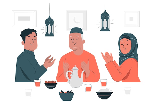 Free Vector iftar dinner concept illustration