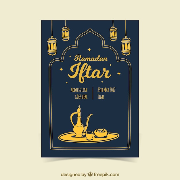 Iftar elegant and golden invitation