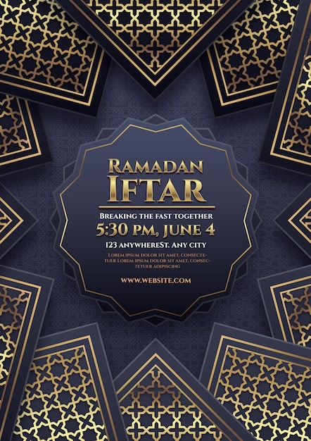 Iftar invitation template in paper style