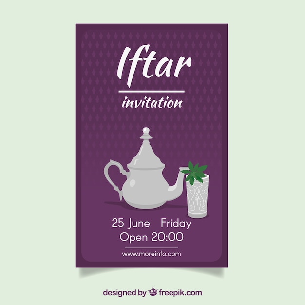 Free Vector iftar invitation with tea